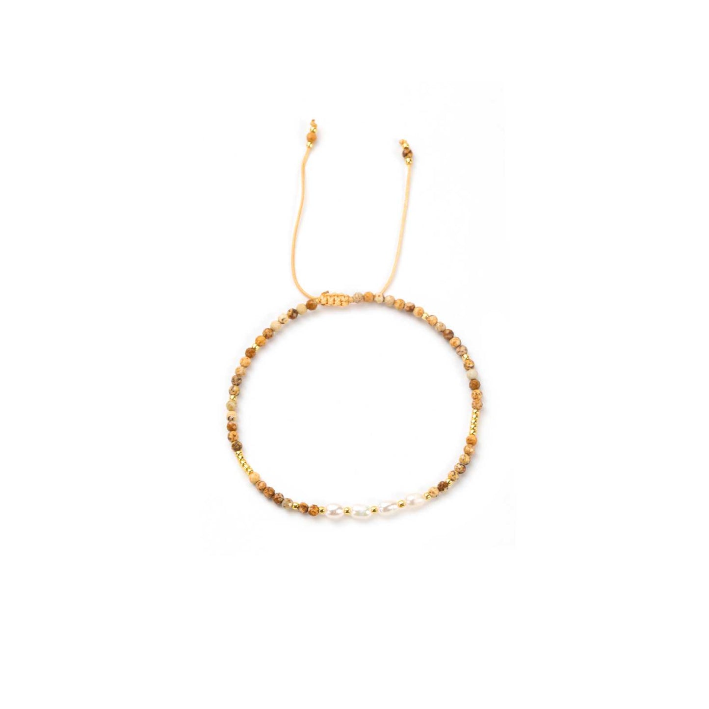 Bracelet Oeil du tigre et perles blanches