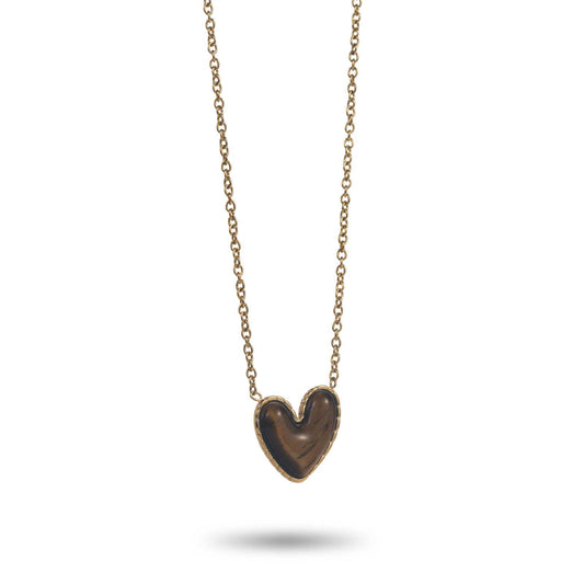 Collier Coeur marron