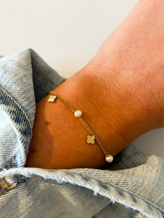 Bracelet Trèfles et perles d'eau douce