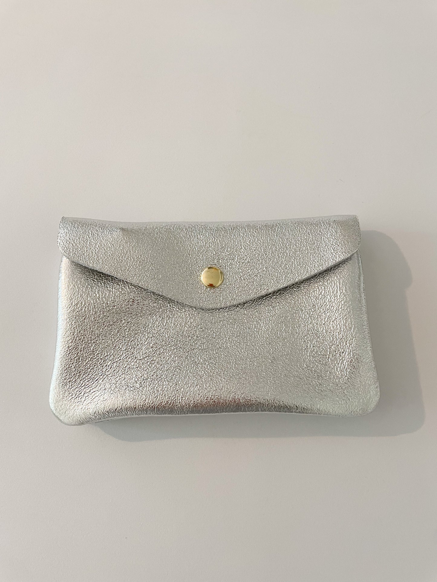 Porte monnaie Cuir Pailleté Argenté