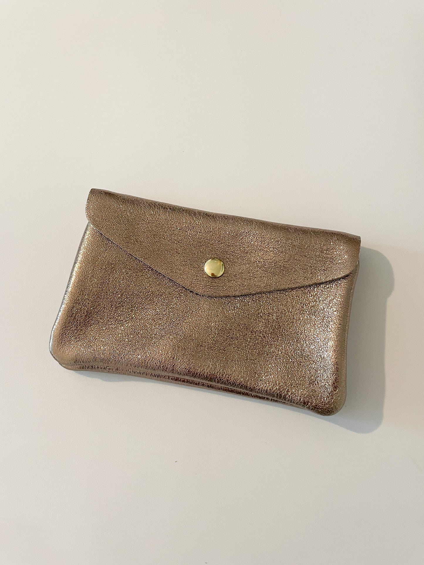 Porte monnaie Cuir Pailleté Mordoré