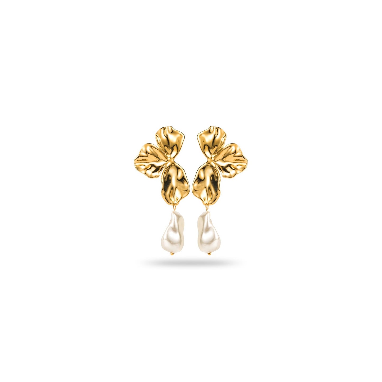 Boucle d'Oreille Demi-fleur avec perle