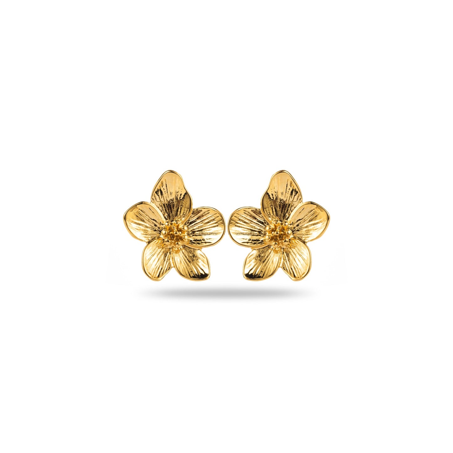 Boucle d'oreille Puce Fleur avec coeur de pollen
