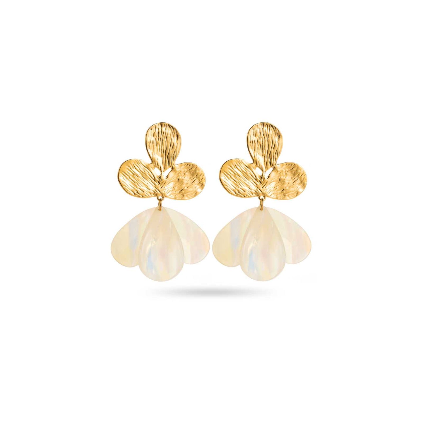 Boucle d'oreille Puces martelées avec pétales à motifs