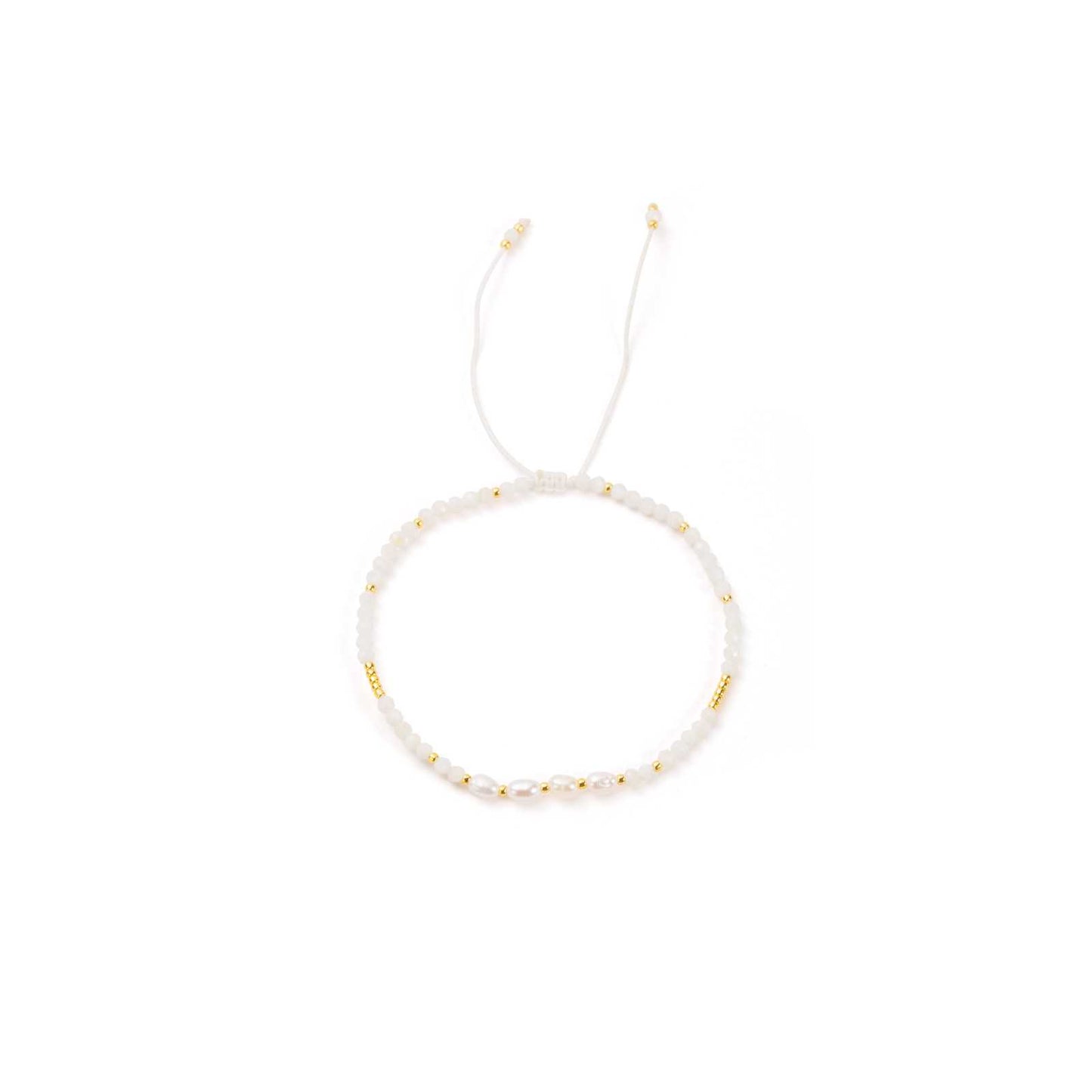 Bracelet Agate blanche et perles blanches