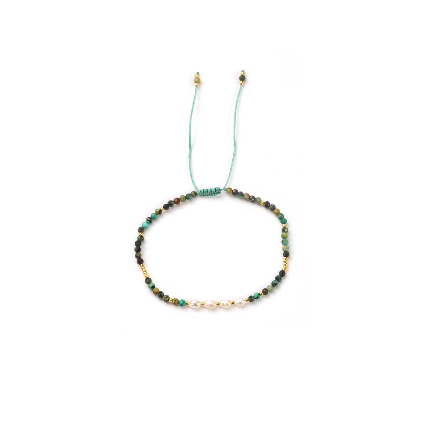 Bracelet Turquoise africaine et perles blanches
