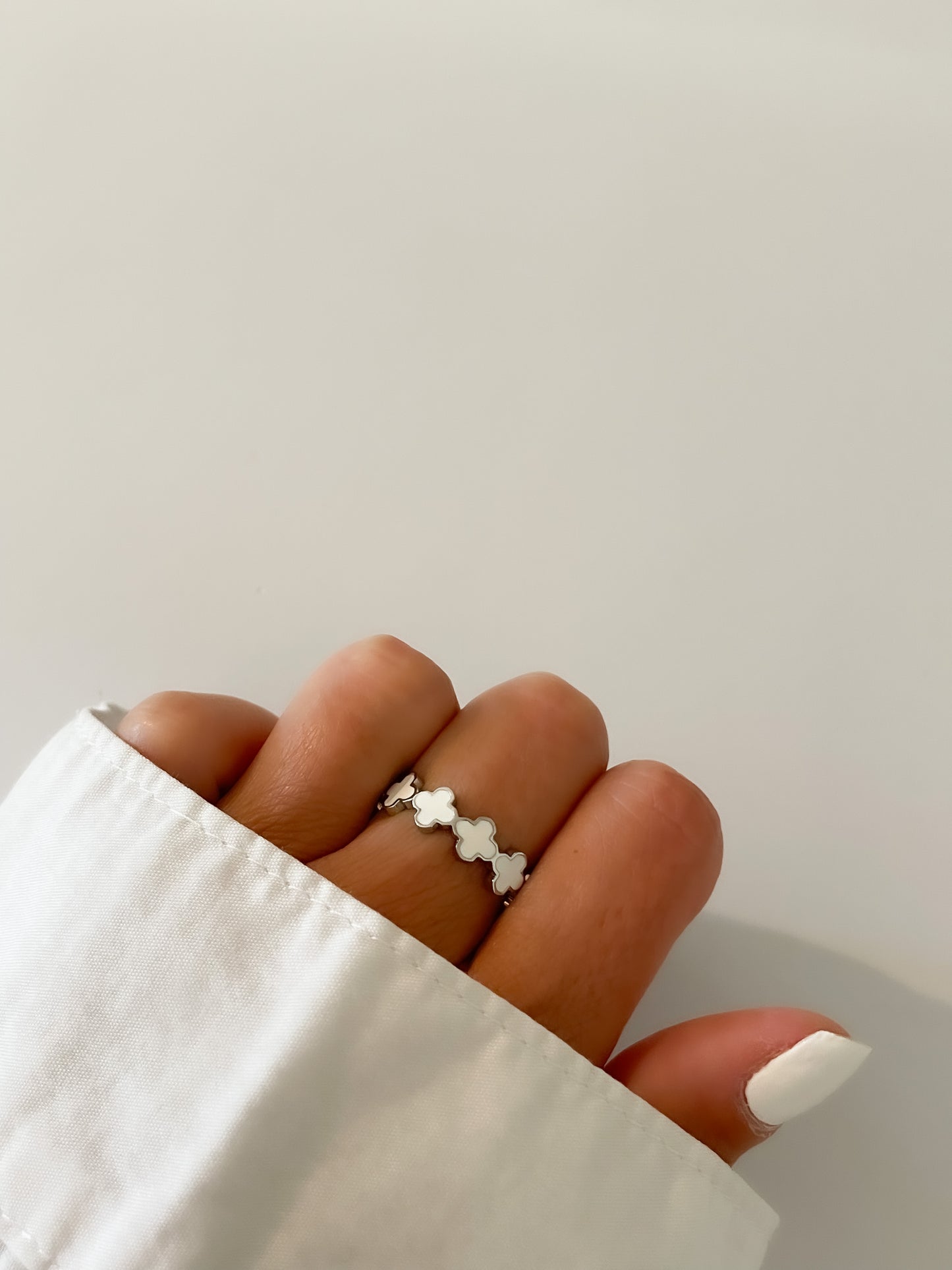Bague Trèfle Blanc