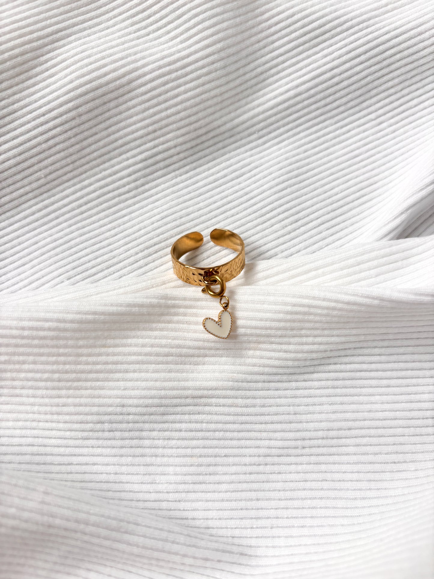 Bague Anneau martelé pour charm/breloque