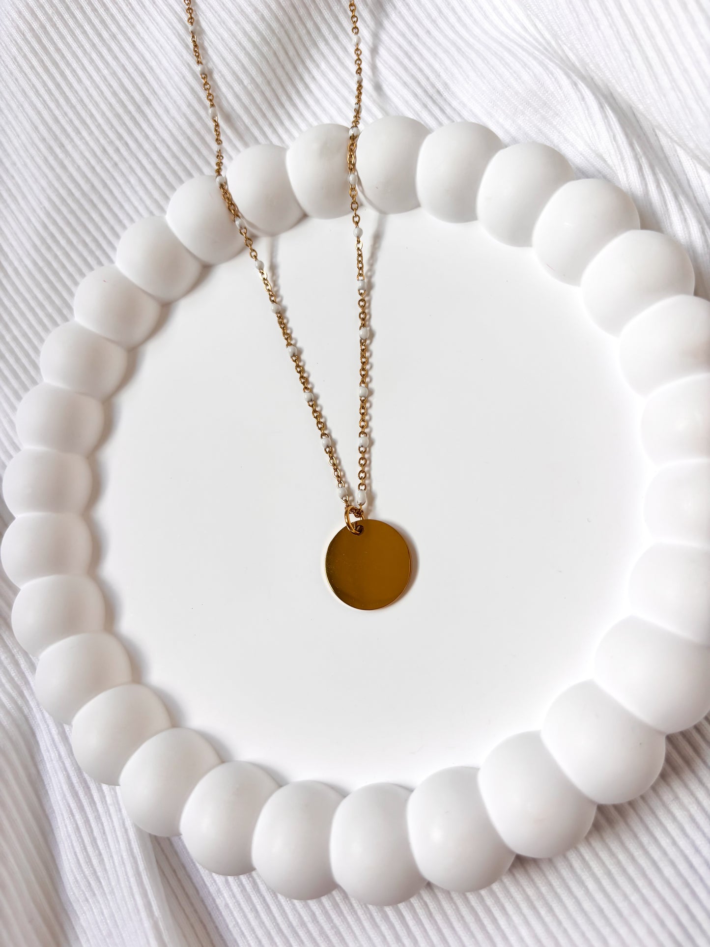 Collier Mimi pampille blanc "sans gravure"