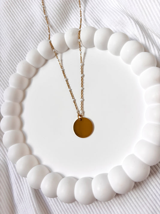 Collier Mimi pampille blanc "sans gravure"