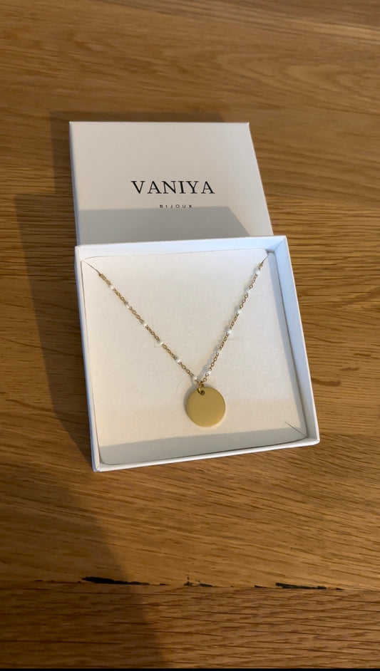 Collier Mimi pampille blanc "sans gravure"