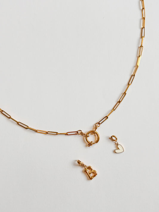 Collier Charm mailles rectangulaires et fermoir bouée