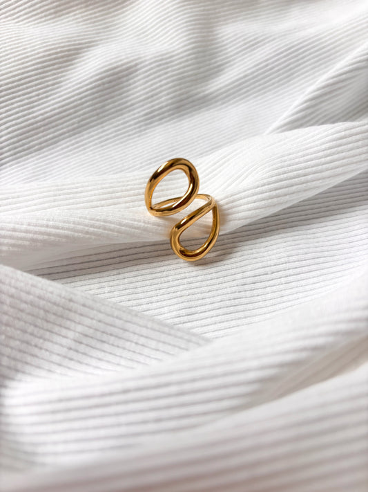 Bague Double Goutte ouverte creuse