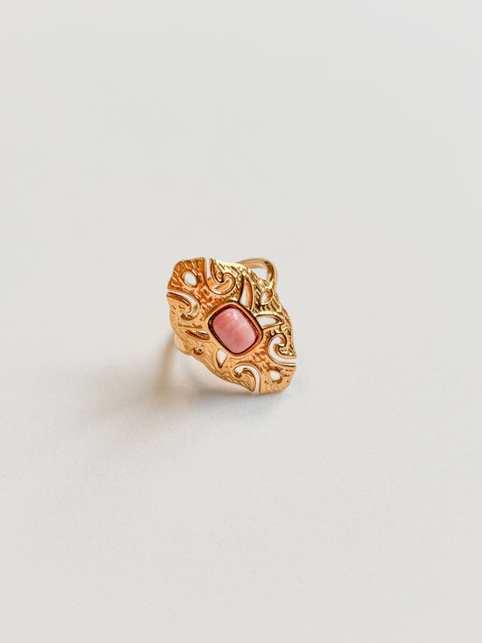 Bague Baroque pierre rose