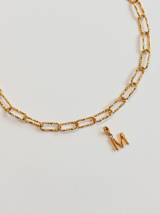 Collier Charm maillons ovales diamantés et fermoir bouée