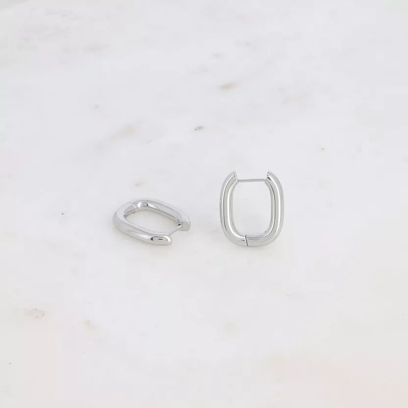 Boucle d'Oreille Créole anneau rectangle ovale