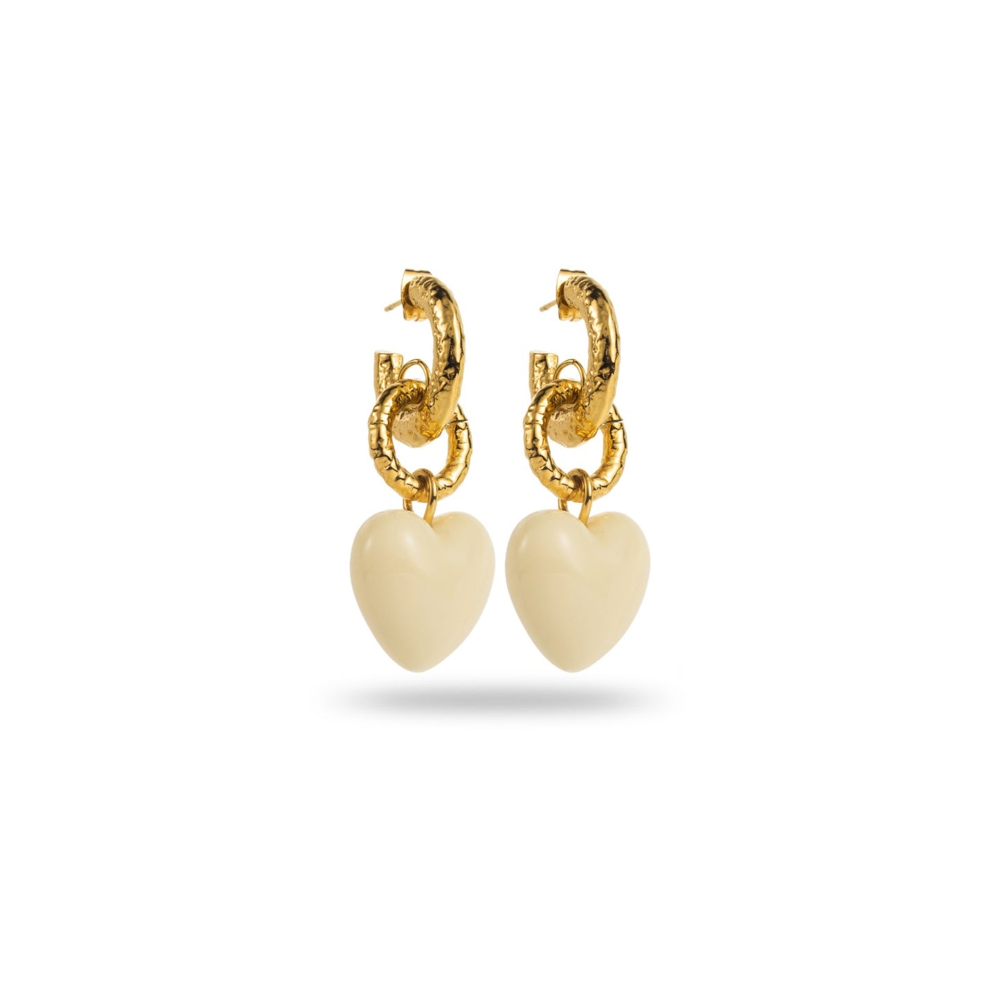 Boucle d'Oreille Mini créole martelée avec coeur