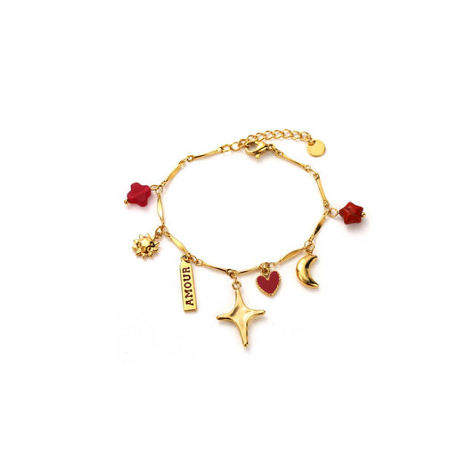 Bracelet Breloques Coeurlune (rouge)