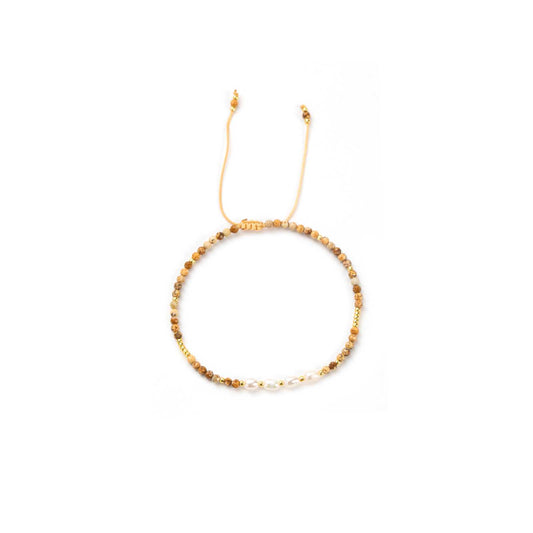 Bracelet Oeil du tigre et perles blanches