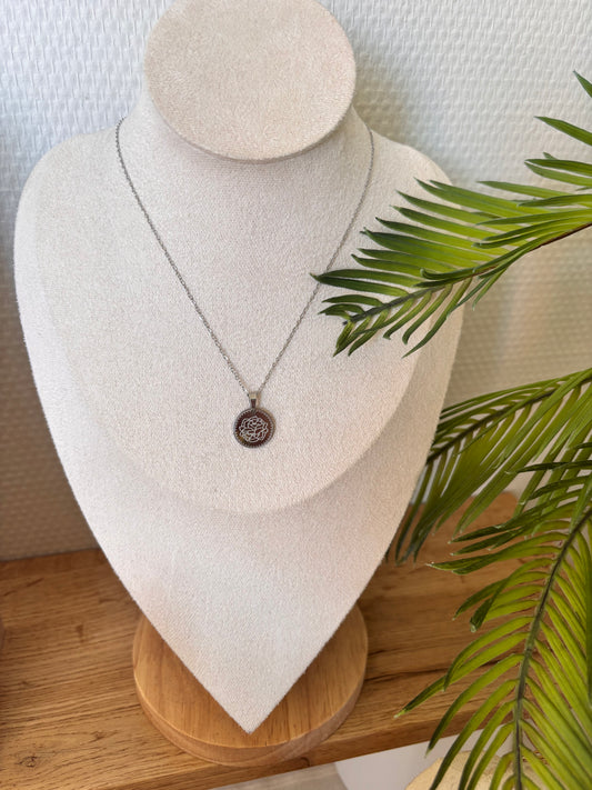 Collier de naissance Janvier/Oeillet argent