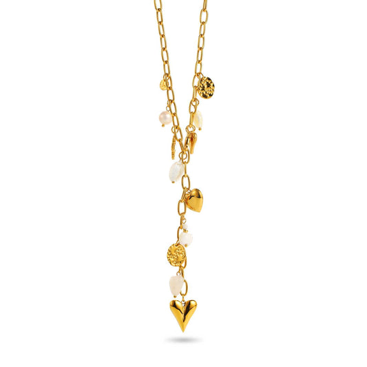 Collier Breloques en Y coeurs et perles