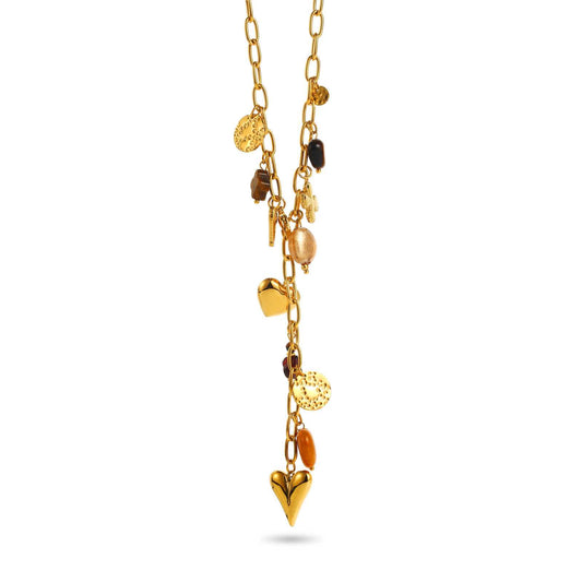 Collier Breloques en Y coeurs et perles