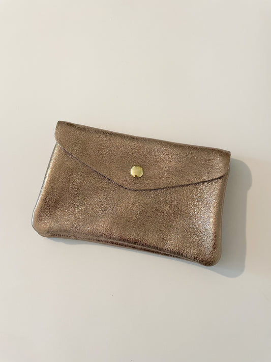 Porte monnaie Cuir Pailleté Mordoré