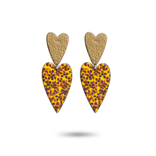 Boucle d'oreille Double coeur couleur