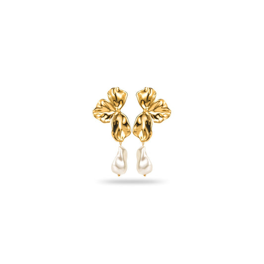 Boucle d'Oreille Demi-fleur avec perle