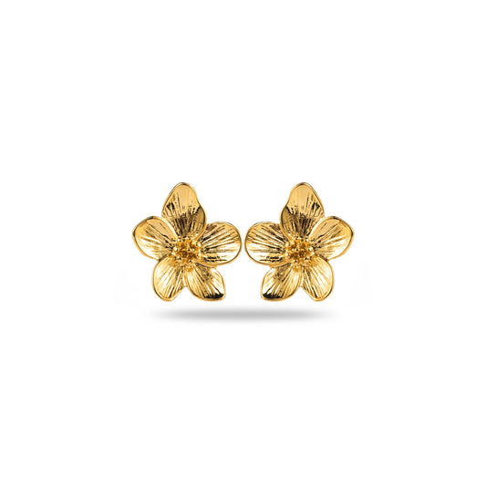 Boucle d'oreille Puce Fleur avec coeur de pollen