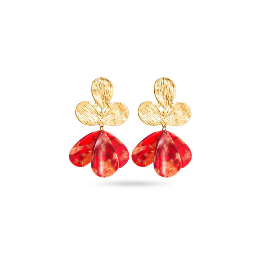 Boucle d'oreille Puces martelées avec pétales à motifs