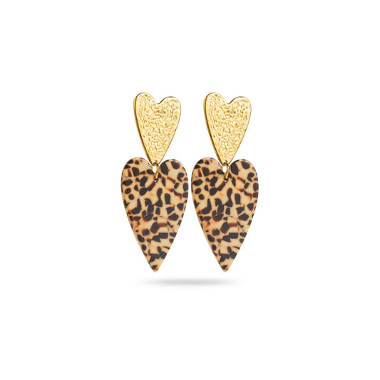 Boucle d'oreille Double coeur couleur