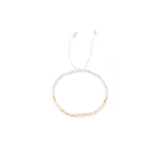 Bracelet Agate blanche et perles blanches