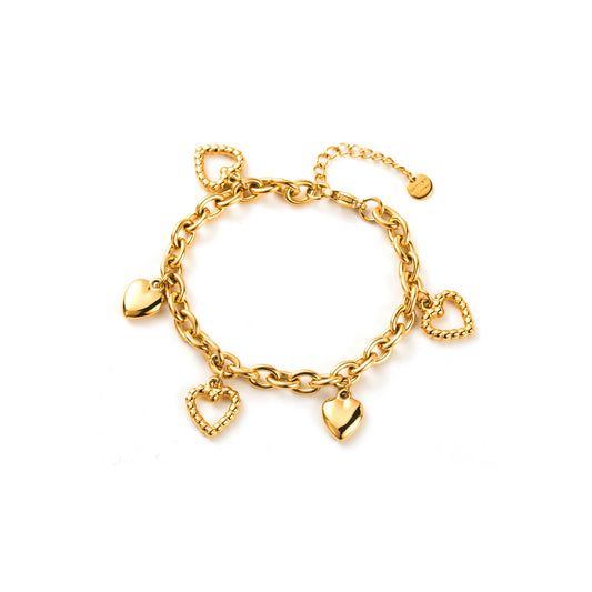 Bracelet Breloque 5 coeurs