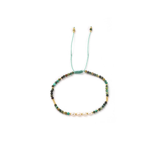 Bracelet Turquoise africaine et perles blanches
